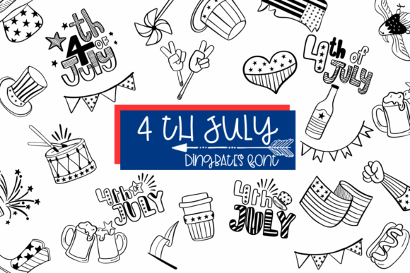 4th July Font: Sketched Dingbats for Festive Designs
