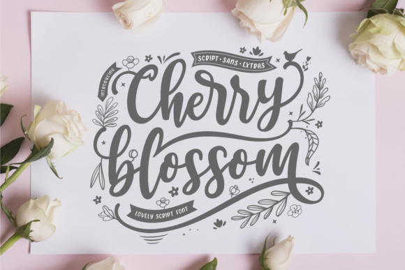 Cherry Blossom Font: A Trio of Elegant Design Assets
