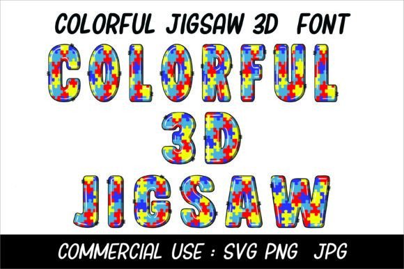 Colorful 3D Jigsaw Font: A Vibrant Puzzle Typeface