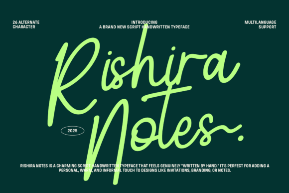 Rishira Notes: A Handwritten Font with Heart